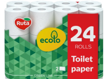 Туалетная бумага Ecolo 2 слоя 24 рулона
