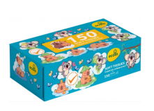 Упаковка косметических салфеток Ecolo Kids 150 листов 2 слоя Белые пенал
