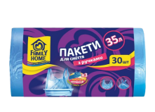 Мусорный пакет Family Home 50x65 голубые 35 л 30 шт. с ручками