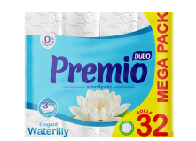 Туалетная бумага Чудо Premio Waterlily с зеленой окраской 3 слоя 32 рулона