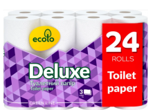 Туалетная бумага Ecolo Deluxe 3 слоя 24 рулона