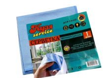 Салфетка для стекла микрофибра КУЗЯ Service 30х30см (1шт/уп) синяя