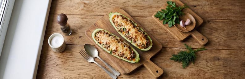 Фаршированные кабачки с мясом ✔️ Рецепт кабачков в духовке