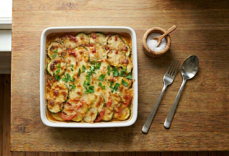 Сколько запекать кабачки под сыром с помидорами
