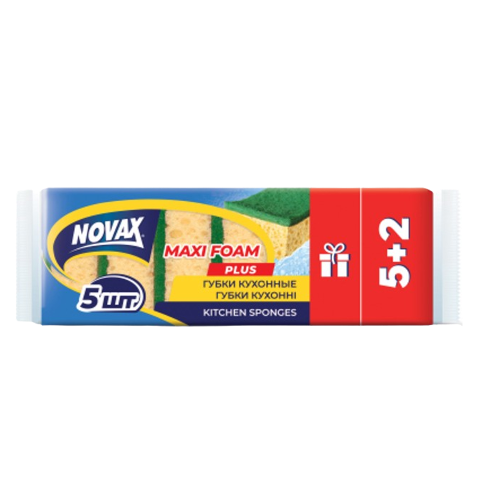 Купить кухонные губки Novax Maxi Foam 5+2 шт ✔️ Выгодная цена