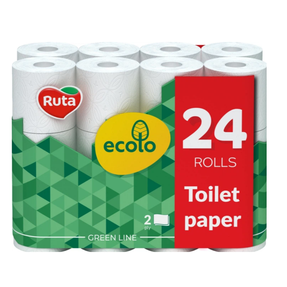 Туалетная бумага Ecolo 2 слоя 24 рулона
