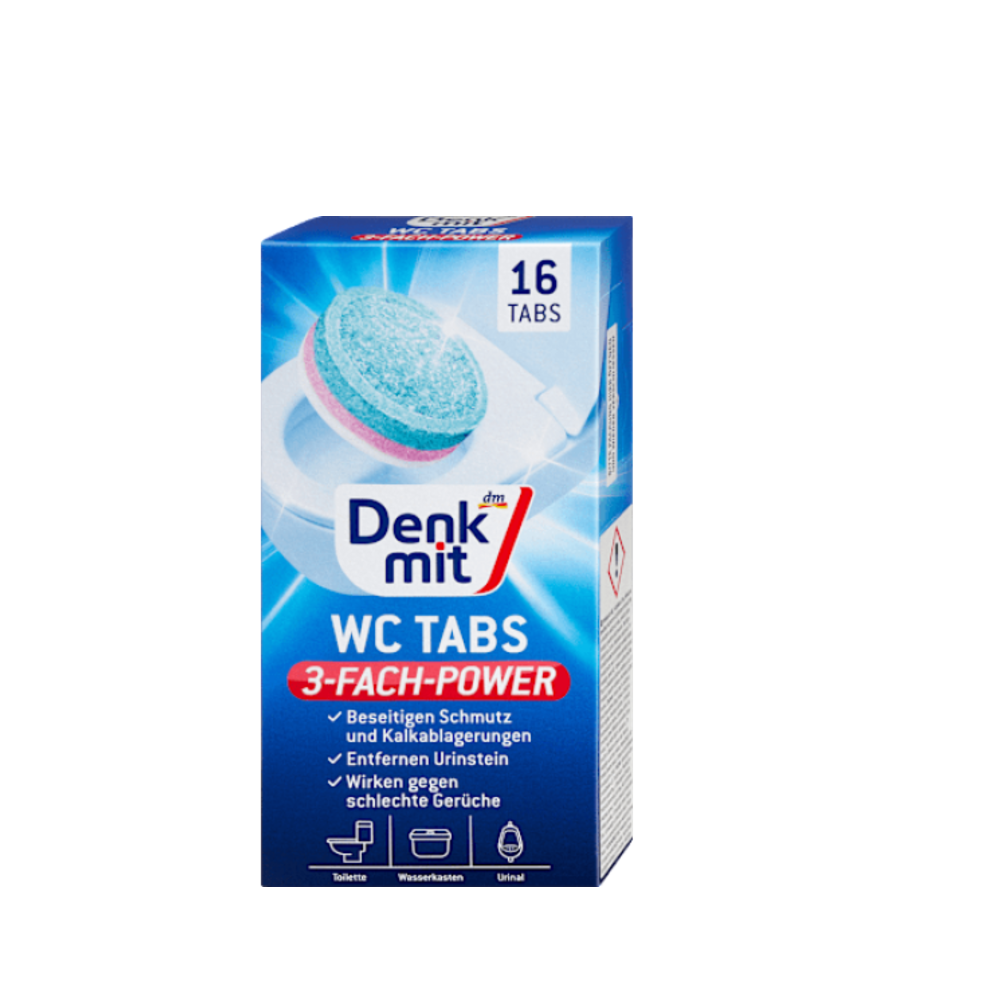 Таблетки для очищення унітазу з трьохфазною дією Denkmit WC, 16 шт