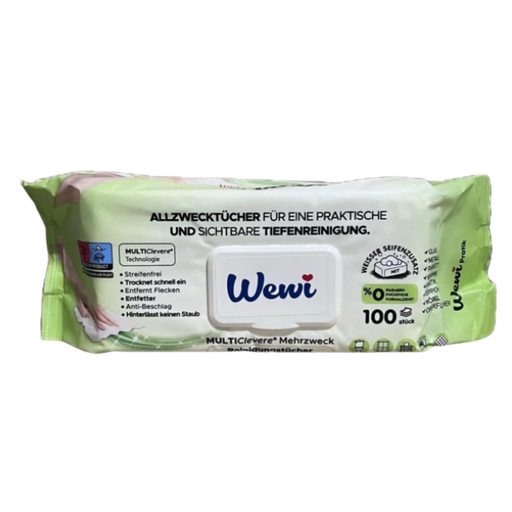 Вологі серветки для прибирання Wewi Універсальні Біле мило 100шт