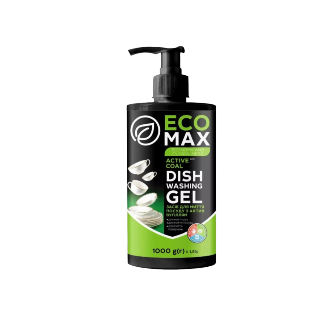 Засіб для миття посуду EcoMax ACTIVE COAL 1 л ✔️ Купити за вигідною ціною