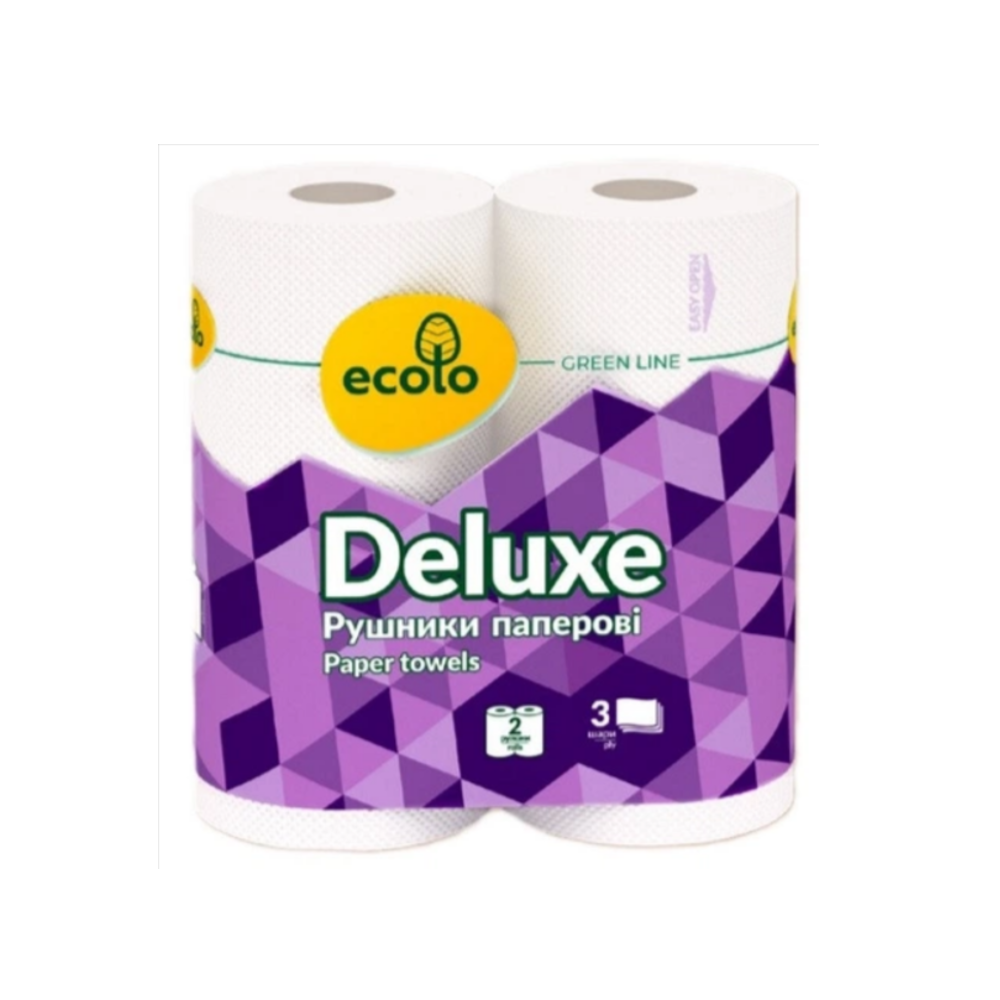 Рушники Паперові Ecolo Deluxe тришарові 2 шт