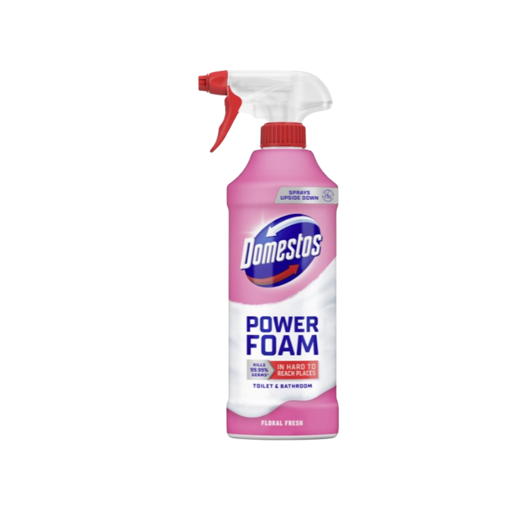 Спрей-піна Domestos Power Foam для чищення унітазу та ванної Квіткова свіжість 435 мл