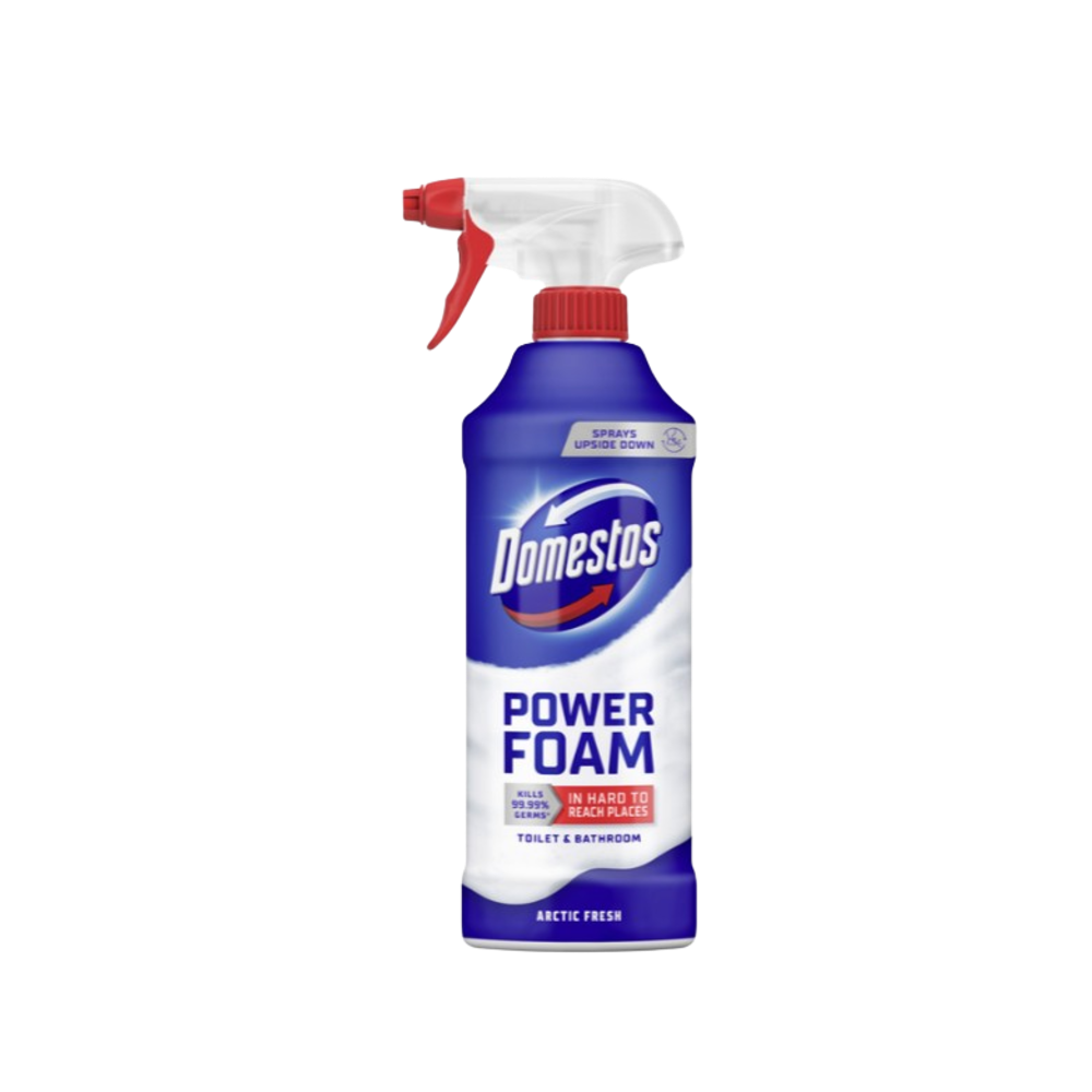 Спрей-піна Domestos Power Foam для чищення унітазу та ванної Арктична свіжість 435 мл