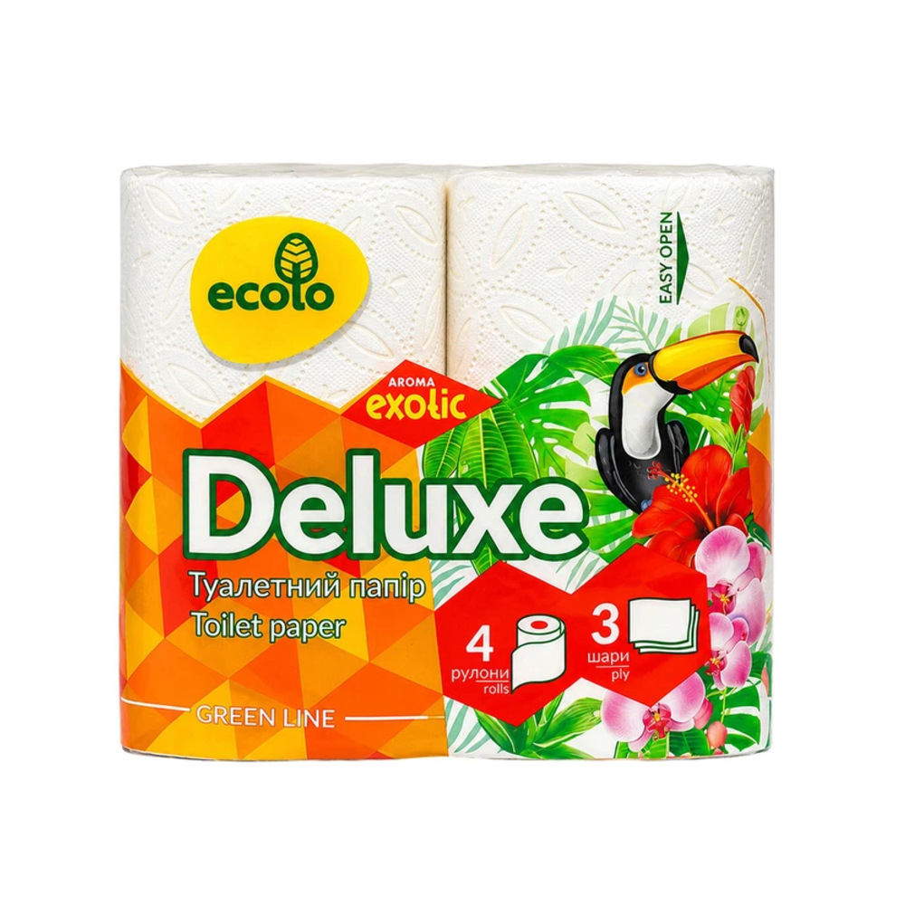 Туалетная бумага Ecolo Exotic 3 слоя 4 шт
