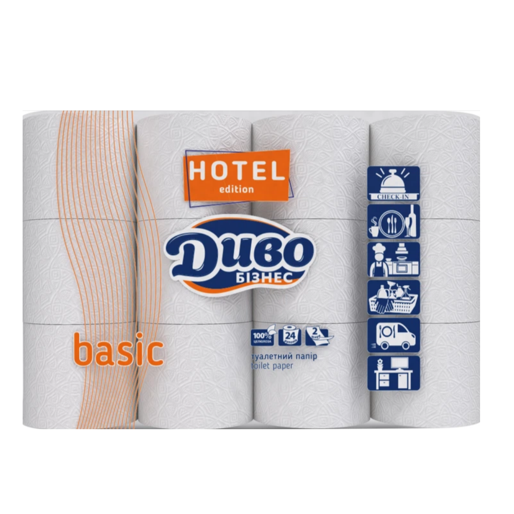 Туалетний папір Диво Бізнес Basic Hotel 2 шари 24 рулони