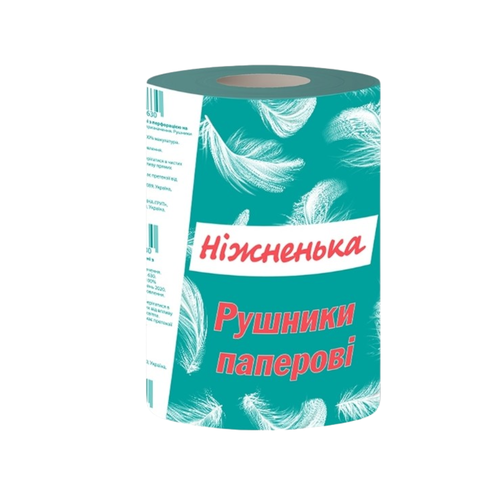 Рушник паперовий Ніжненька з тисненням та перфорацією зелений 1 рулон