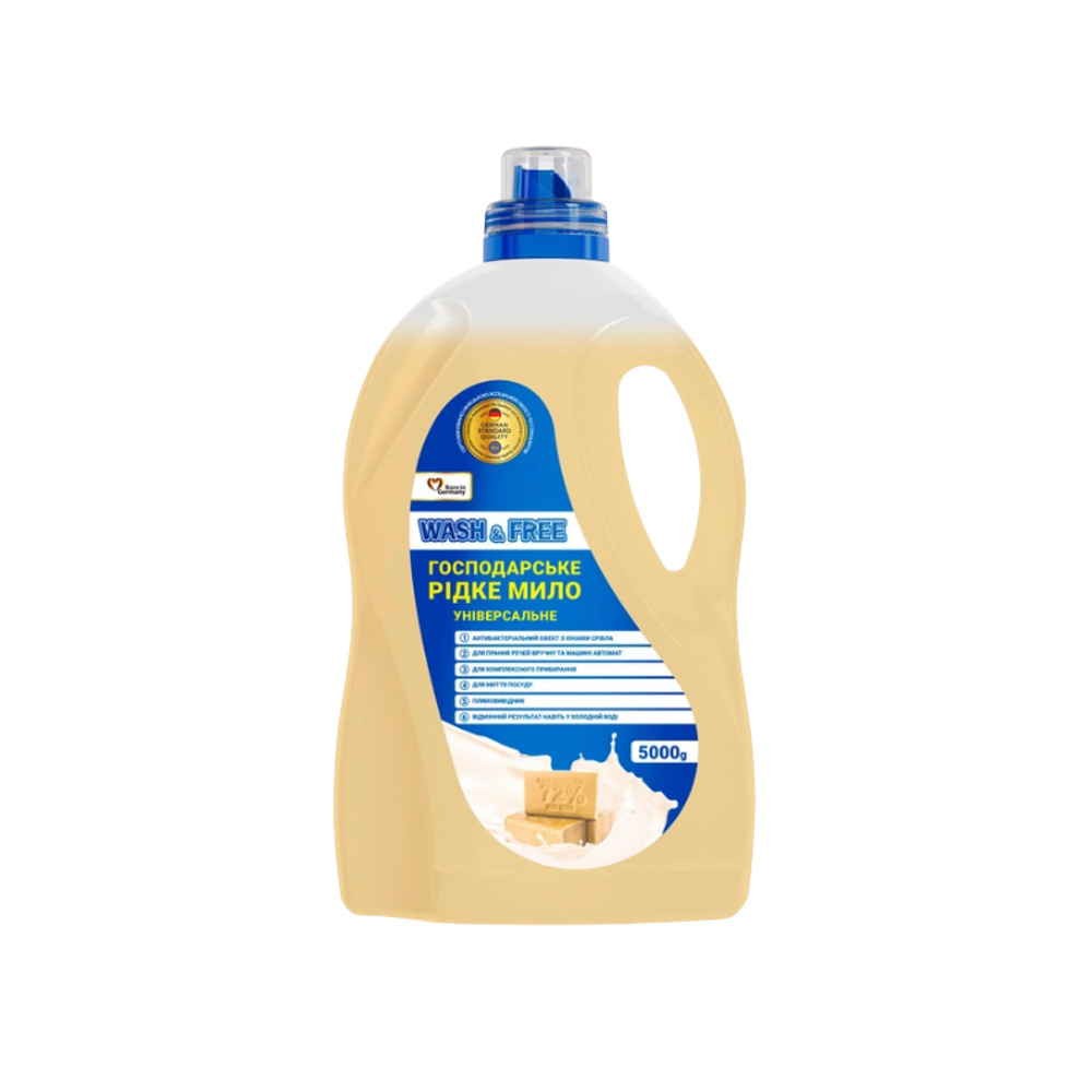 Універсальне господарське рідке мило WASH & FREE 5 кг
