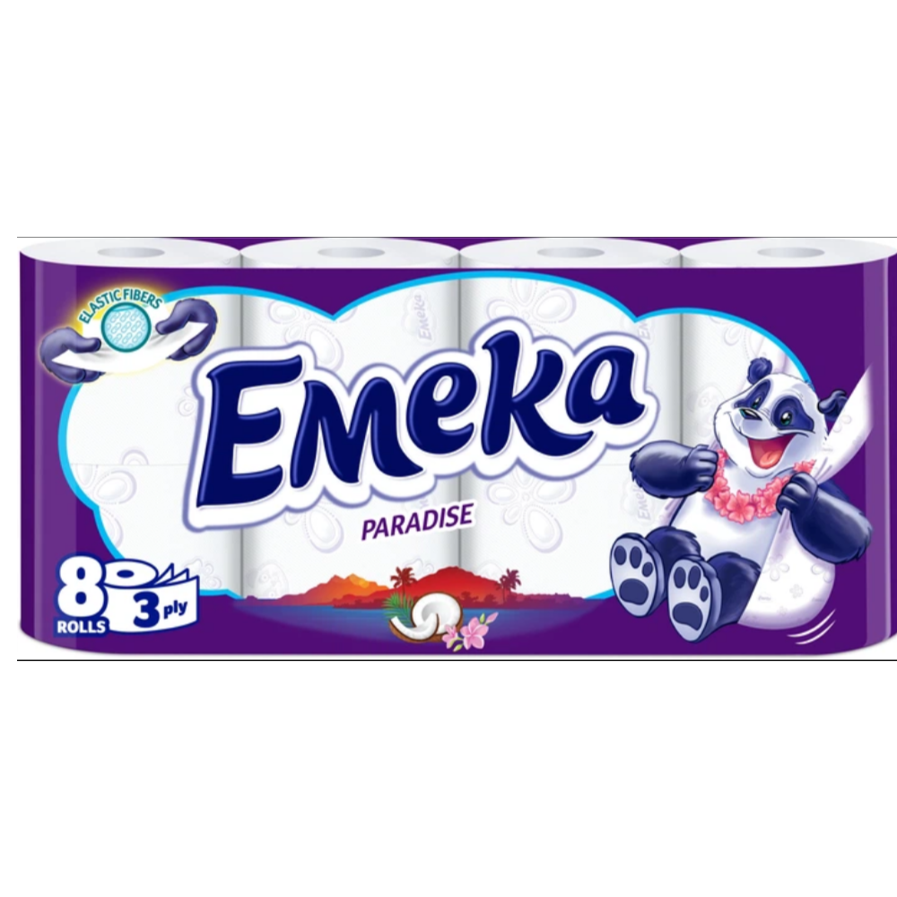 Туалетная бумага Emeka Paradise 3-слойная, 8 рулонов