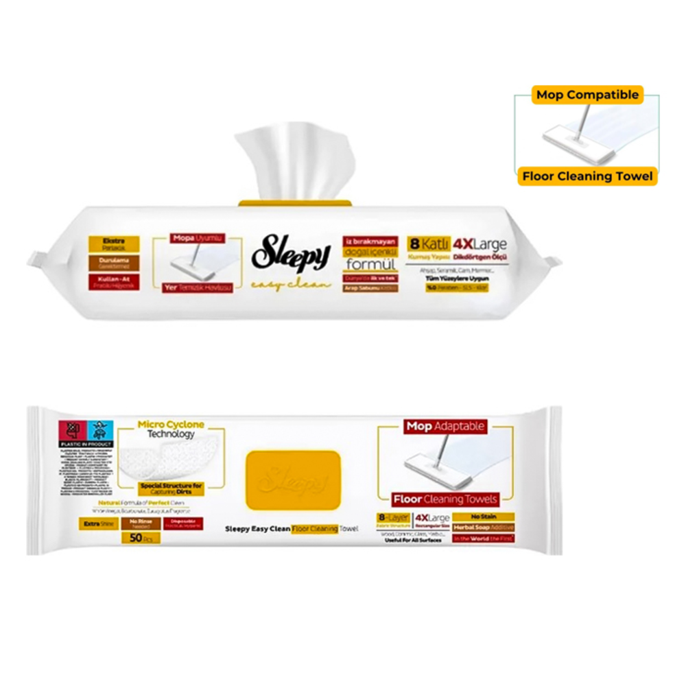 Серветки вологі для швабри Sleepy Easy Clean Herbal Mop, з клапаном, 50шт