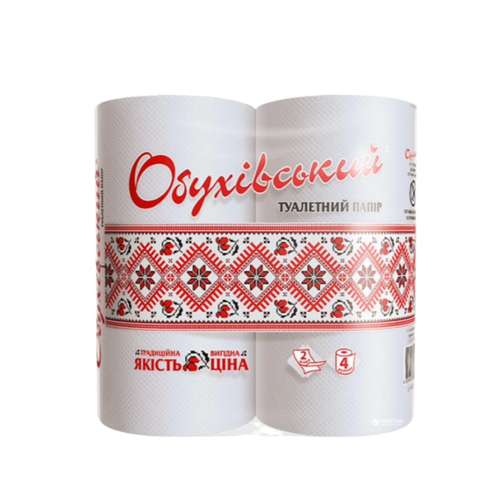Туалетная бумага Обуховский 120 отрывов 2 слоя 4 рулона Белый