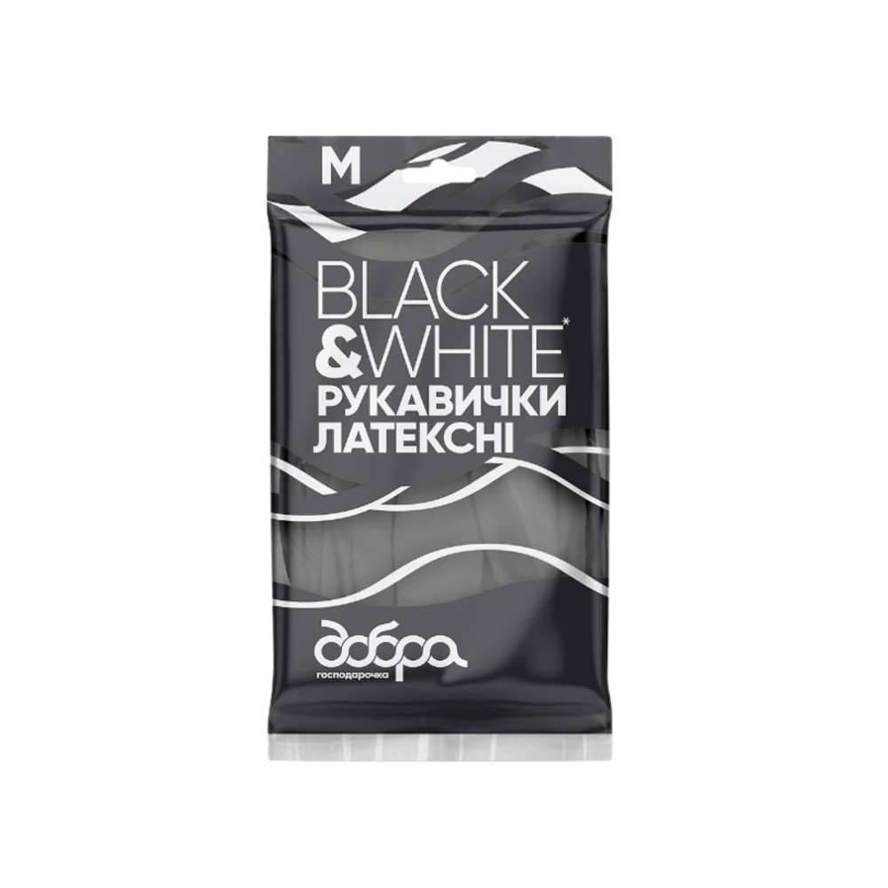 Перчатки латексные Добра господарочка Black&White размер М 1 пара