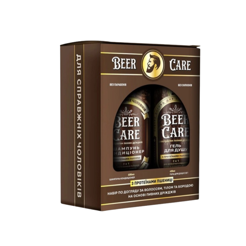 Набір косметики для догляду Beer Care Пшеничні протеїни Гель для душу 2в1 400 мл + Шампунь-кондиціонер 400 мл
