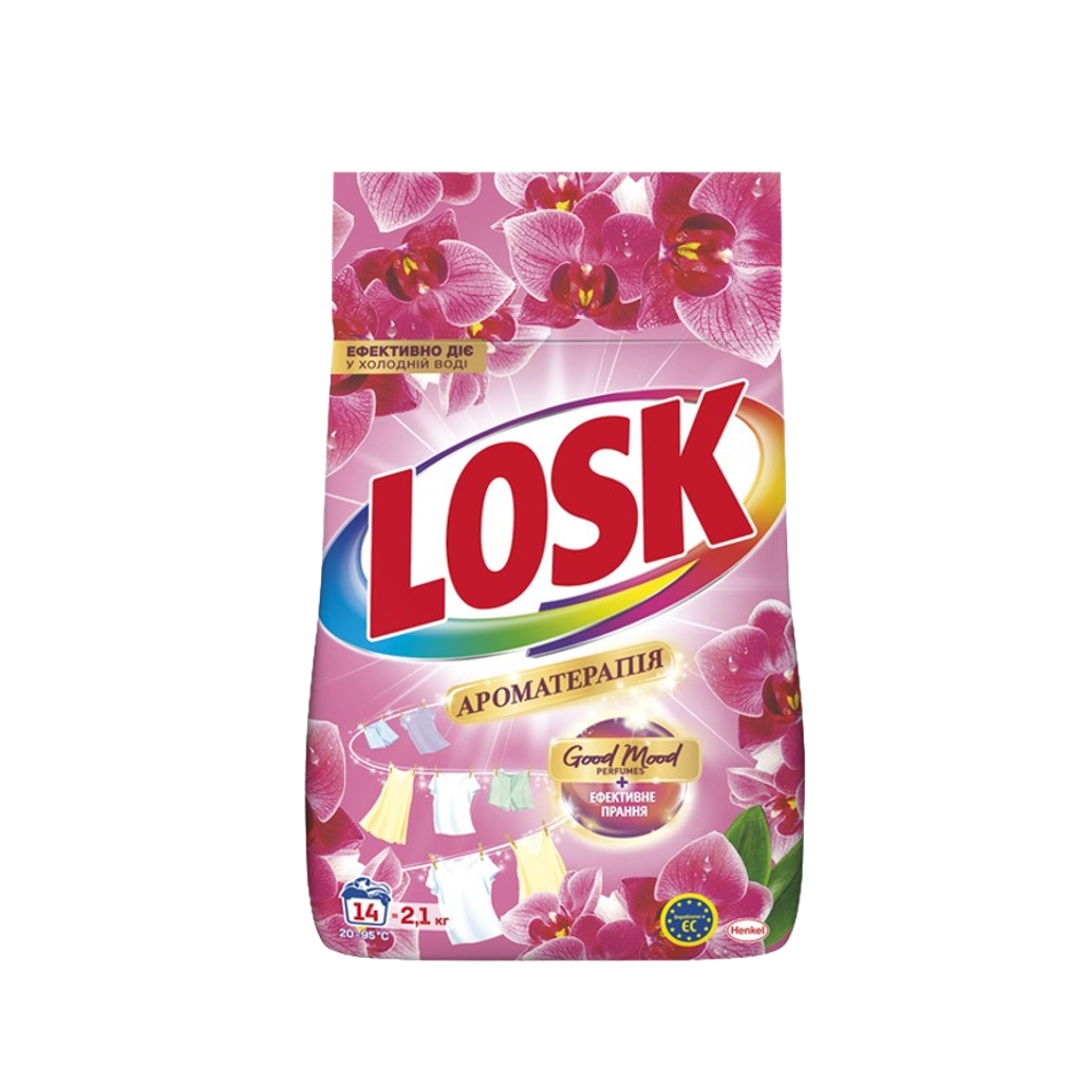 Стиральный порошок Losk Ароматерапия Автомат Эфирные масла и аромат Малазийского цветка 14 циклов стирки 2.1 кг