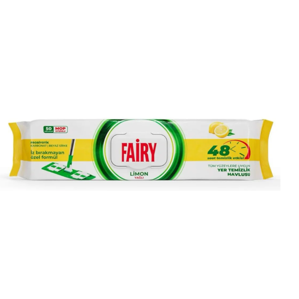 Салфетки влажные для уборки полов Fairy Power с ароматом лимона, 50 шт