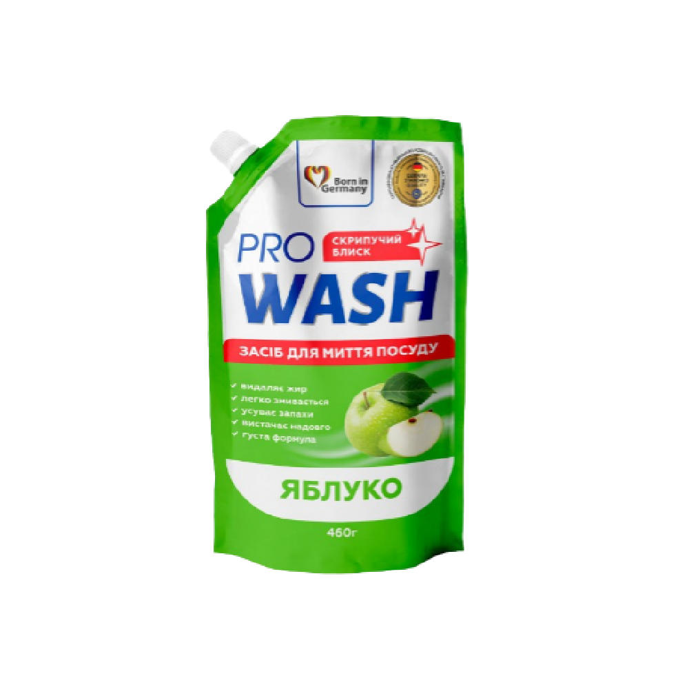Средство для мытья посуды Pro Wash Зеленое яблоко 460г дойпак