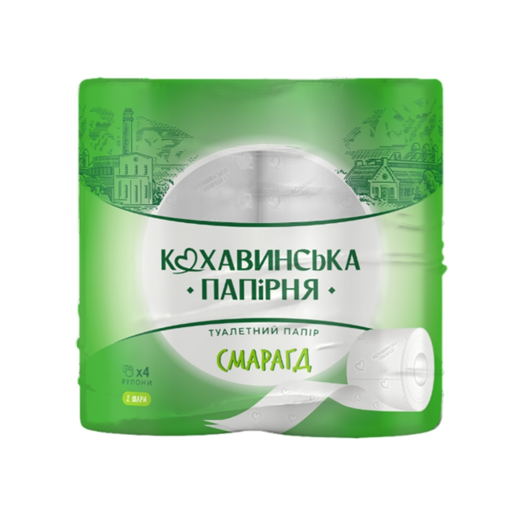 Туалетная бумага Кохавинская бумажная хлопок 2 слоя 4 рулона
