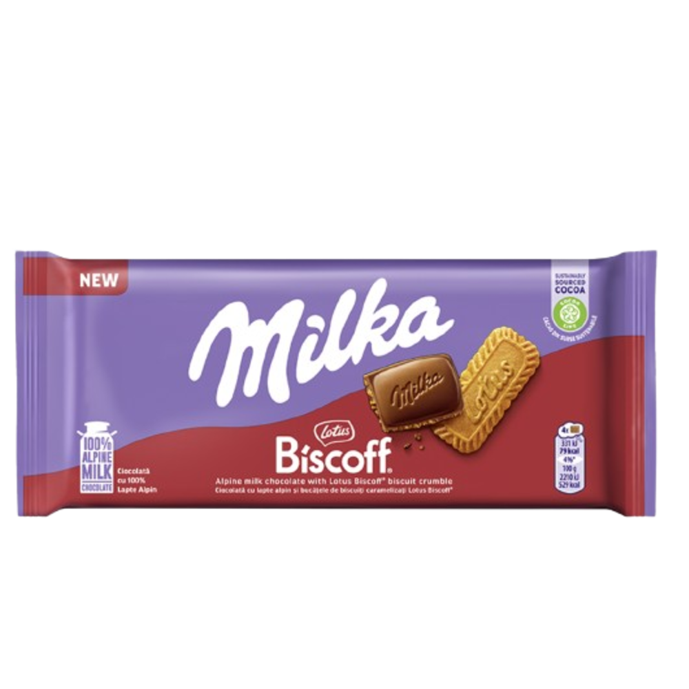 Шоколад Milka молочный с печеньем Lotus 90г