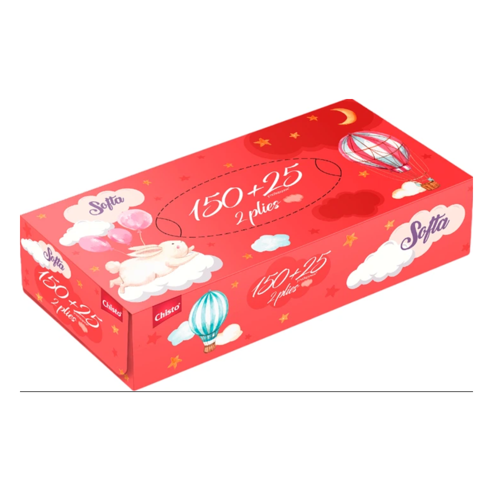 Серветки косметичні Softa Chisto Bunny 2 шара 150+25 шт