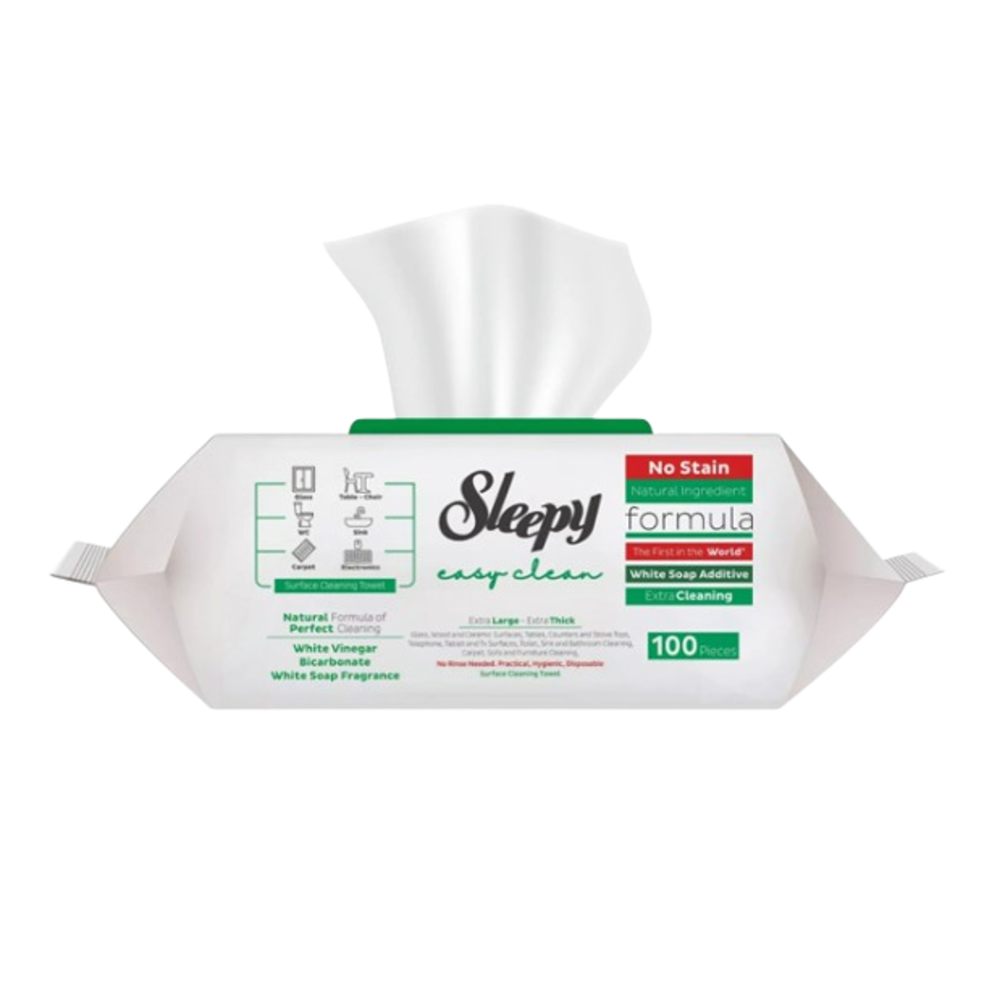 Влажные салфетки полотенца для уборки дома хозяйственные бытовые Sleepy Easy Clean Белое мыло 100 шт