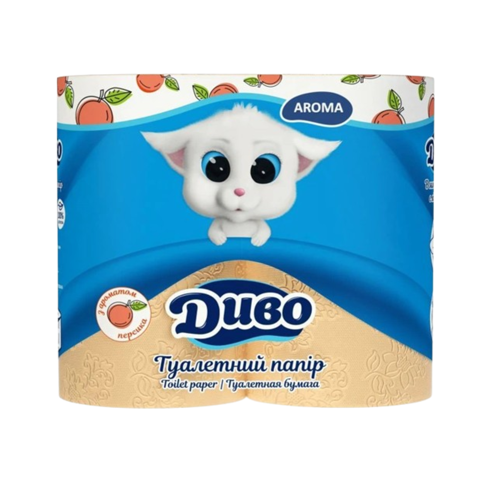 Туалетная бумага Диво Aroma Персик 2 слоя оранжевый 4 рулона