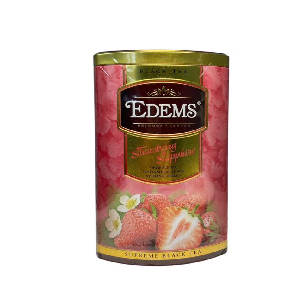 Чай Edems черный Клубника Сапфир с кусочками ягод в металлической банке 200 г