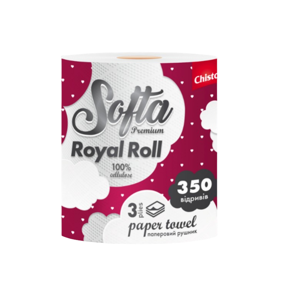 Паперові рушники Softa Royal Roll 3 шари 350 відривів