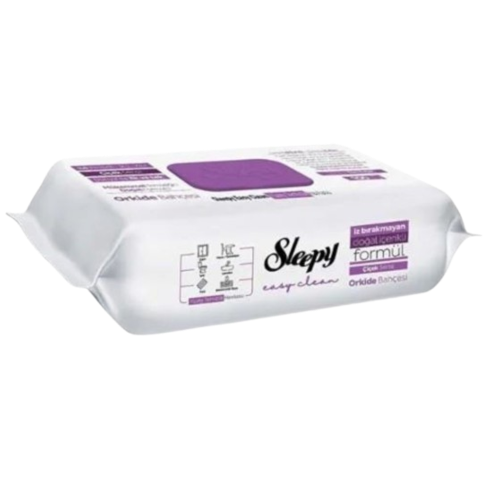 Вологі серветки Sleepy easy clean, орхідея, 100 штук, універсальні, без хлору, аромат орхідеї