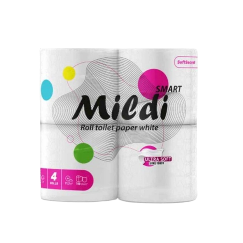 Туалетная бумага MILDI SMART 4 шт ✔️ Купить 2-слойную туалетную бумагу