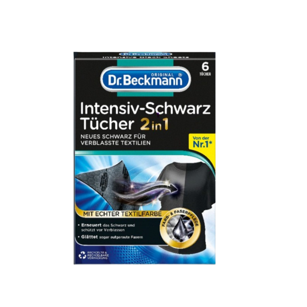 Серветки Dr. Beckmann 2в1 для оновлення чорного кольору та тканини 6 шт