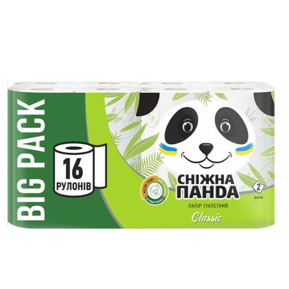 Туалетная бумага Снежная панда Classic 2 слоя 16 рулонов