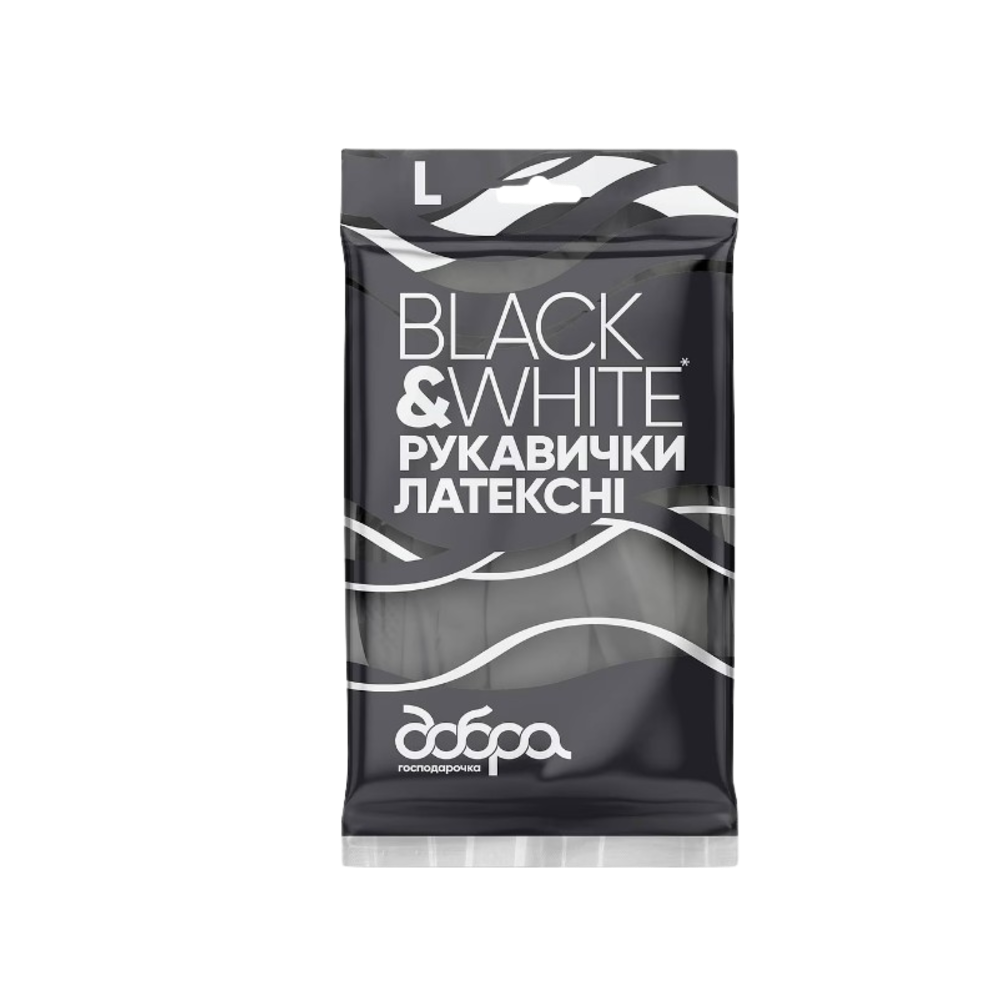 Перчатки латексные Добра госпордарочка Black&White размер L 1 пара