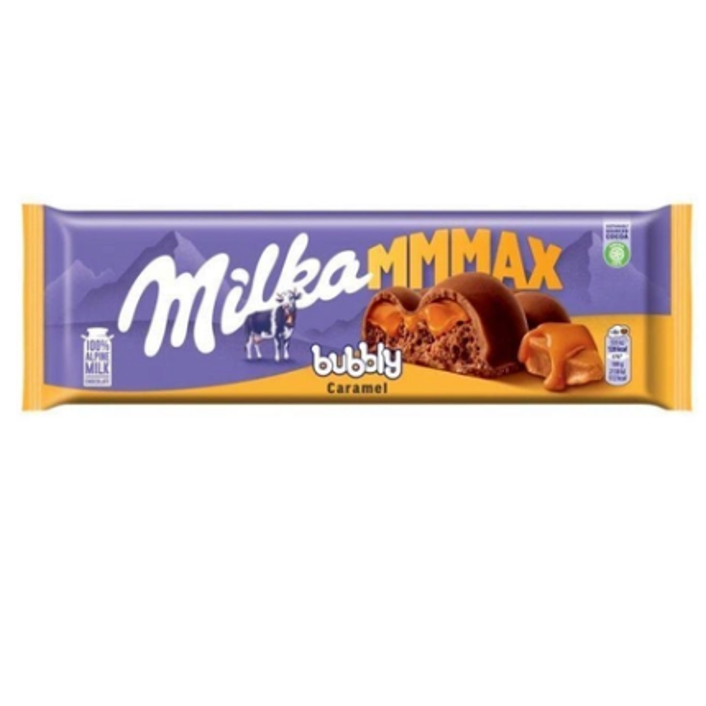 Шоколад пористый молочный Milka Bubbly с карамелью 300 г